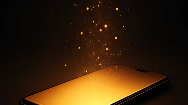 9666BAT COM Modern phone with glowing screen